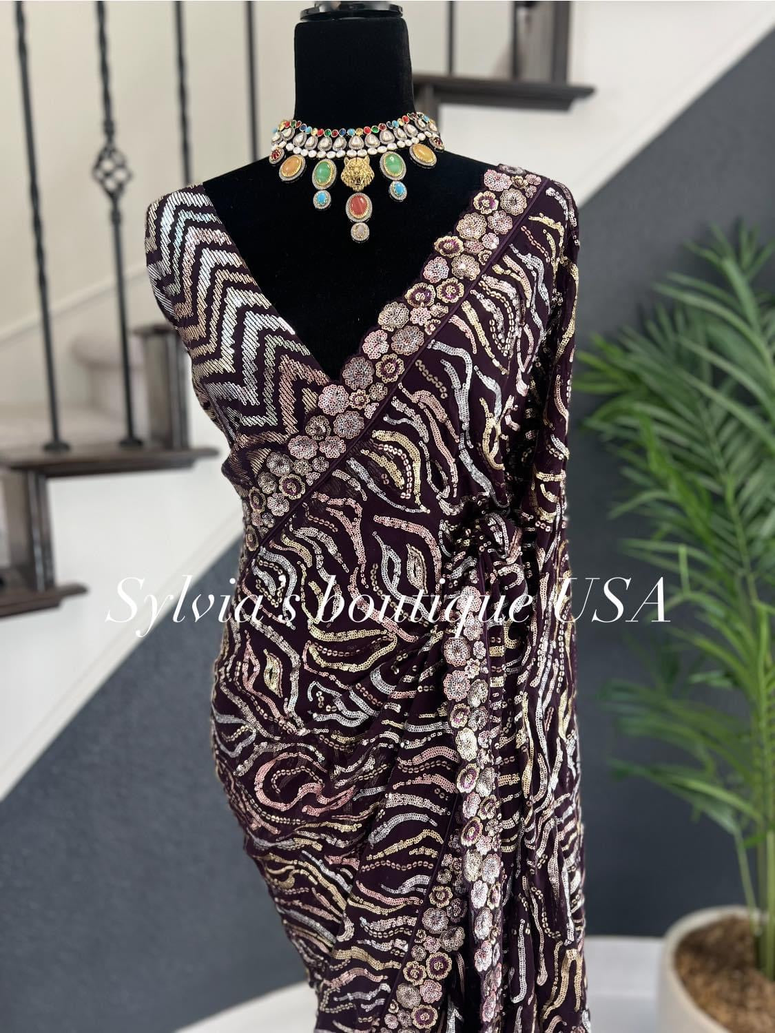 Chiffon Saree with Sequencework