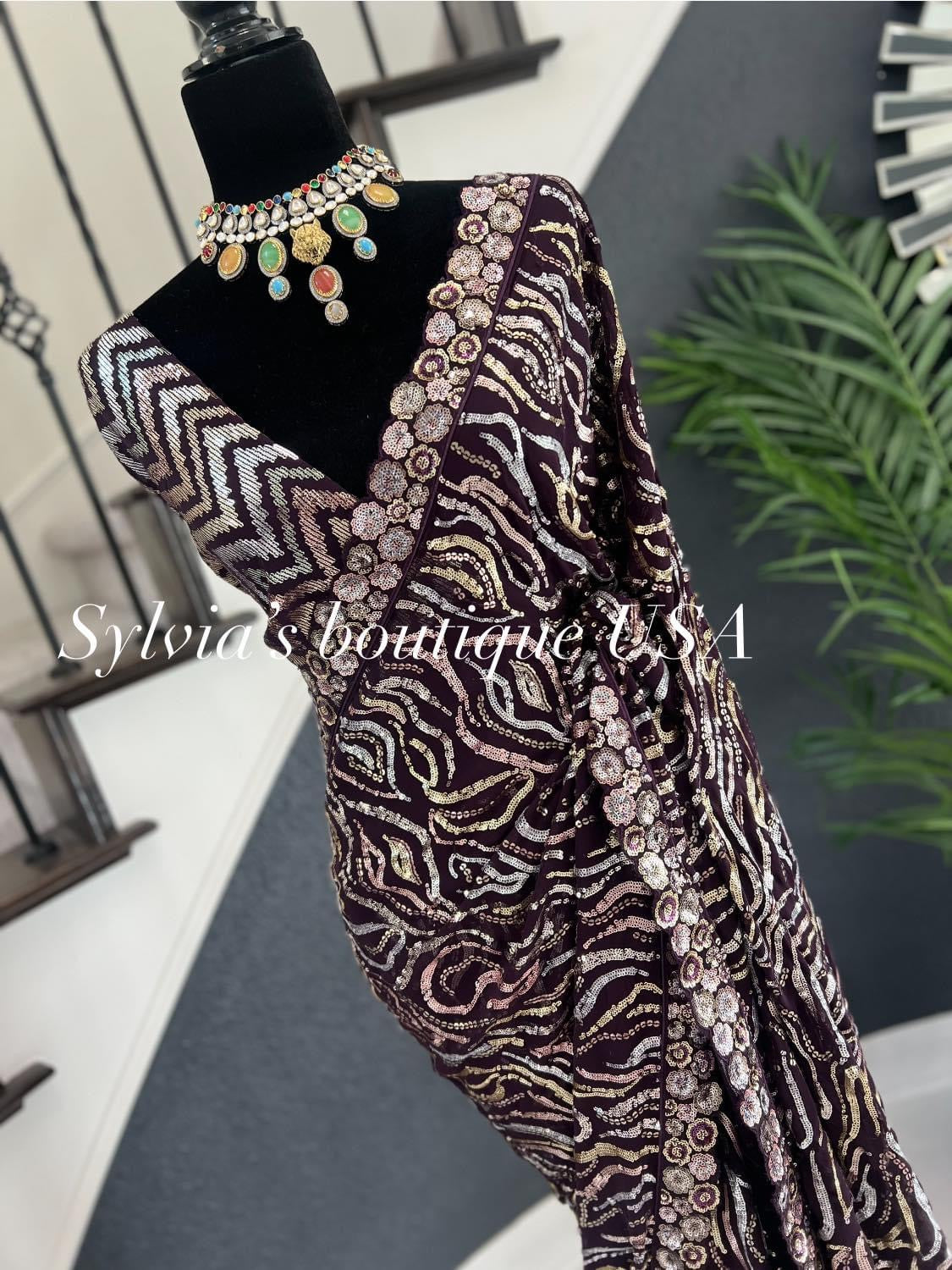 Chiffon Saree with Sequencework